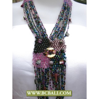 Fashion Necklace Multi Strand Beads Pendant